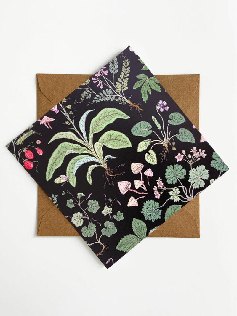 herbarium square greetings card