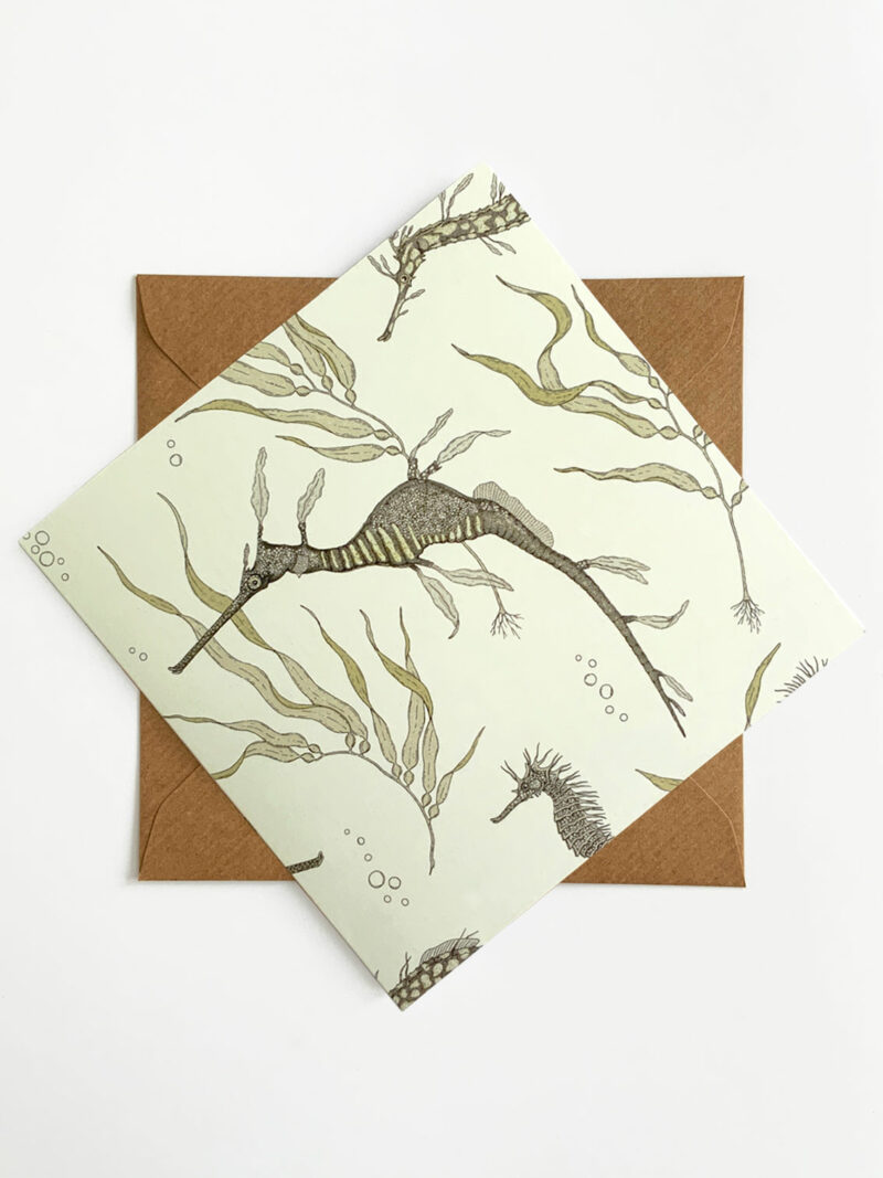 sea dragons square greetings card