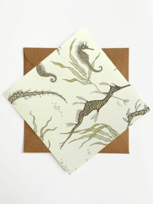 sea dragons square greetings card