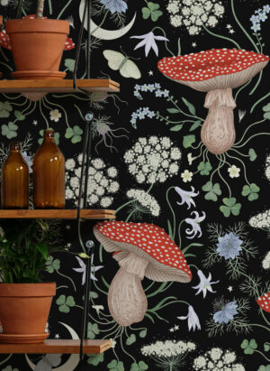 mushroom magick black wallpaper