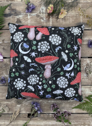 magick mushroom forest green cotton cushion (copy)